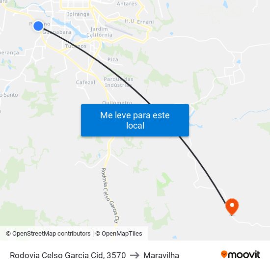 Rodovia Celso Garcia Cid, 3570 to Maravilha map