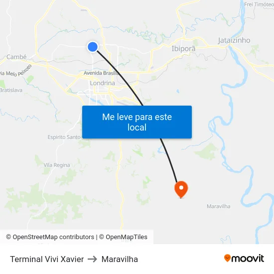 Terminal Vivi Xavier to Maravilha map