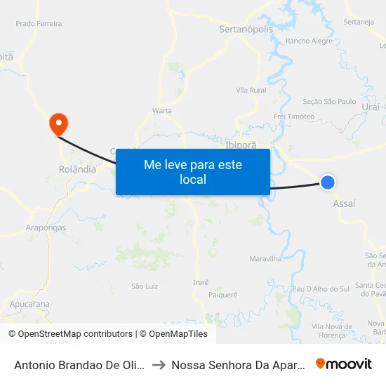 Antonio Brandao De Oliveira to Nossa Senhora Da Aparecida map