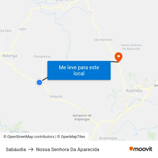 Sabáudia to Nossa Senhora Da Aparecida map