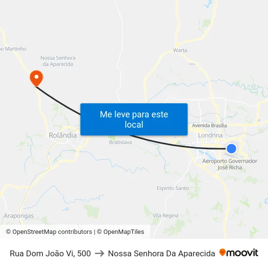 Rua Dom João Vi, 500 to Nossa Senhora Da Aparecida map