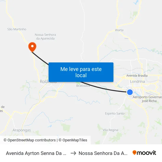 Avenida Ayrton Senna Da Silva, 509 to Nossa Senhora Da Aparecida map