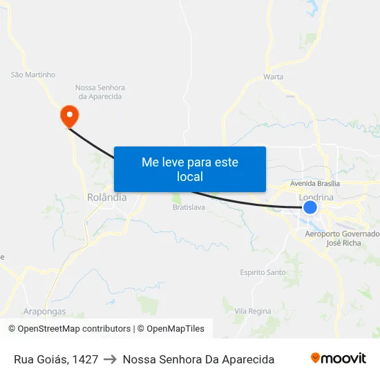 Rua Goiás, 1427 to Nossa Senhora Da Aparecida map