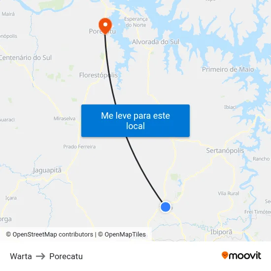 Warta to Porecatu map
