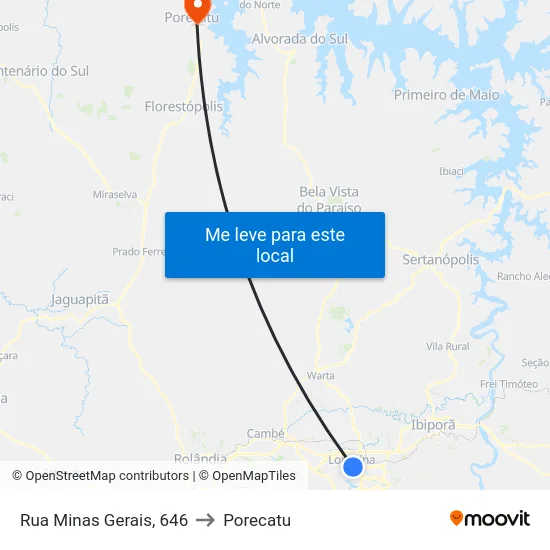Rua Minas Gerais, 646 to Porecatu map