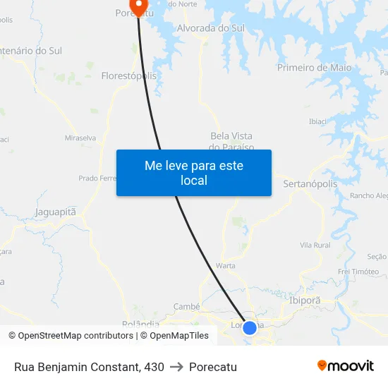 Rua Benjamin Constant, 430 to Porecatu map
