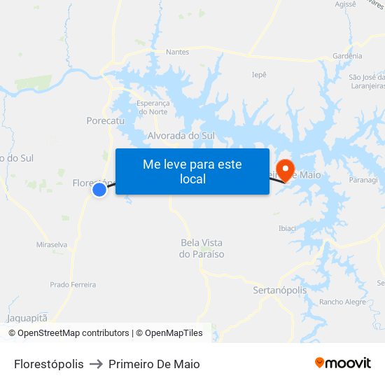 Florestópolis to Primeiro De Maio map