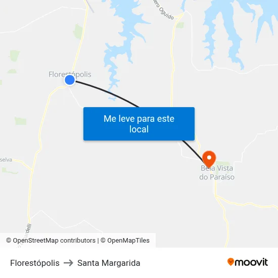 Florestópolis to Santa Margarida map