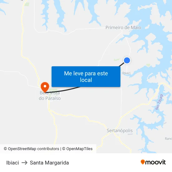 Ibiaci to Santa Margarida map