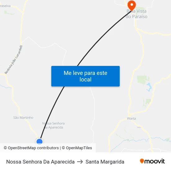 Nossa Senhora Da Aparecida to Santa Margarida map