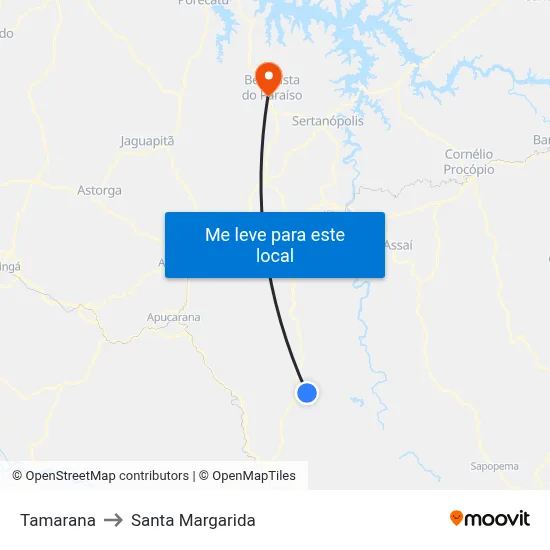 Tamarana to Santa Margarida map