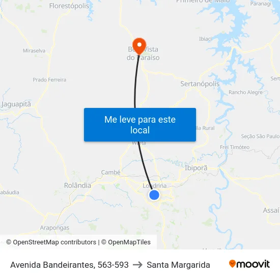 Avenida Bandeirantes, 563-593 to Santa Margarida map