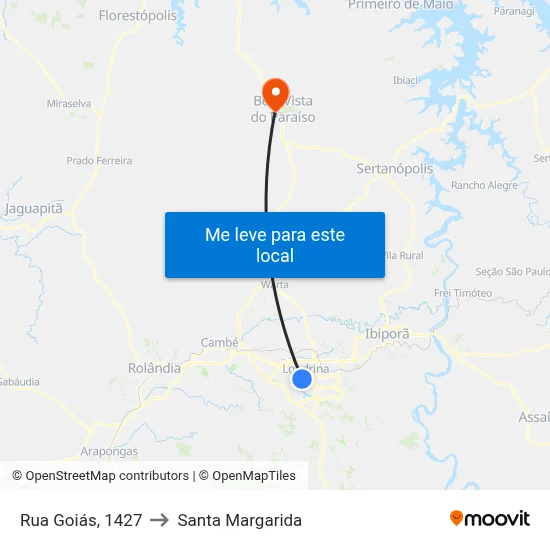 Rua Goiás, 1427 to Santa Margarida map