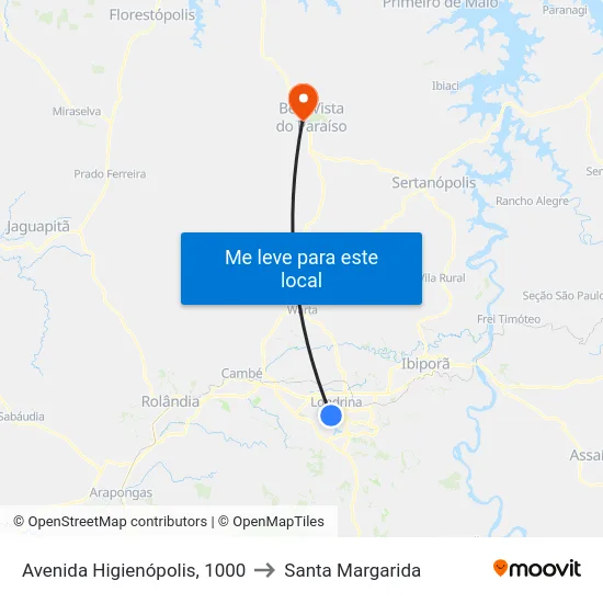 Avenida Higienópolis, 1000 to Santa Margarida map