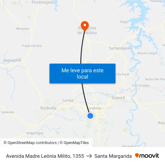 Avenida Madre Leônia Milito, 1355 to Santa Margarida map
