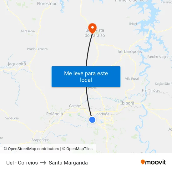 Uel - Correios to Santa Margarida map