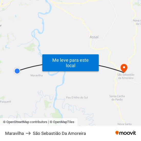 Maravilha to São Sebastião Da Amoreira map