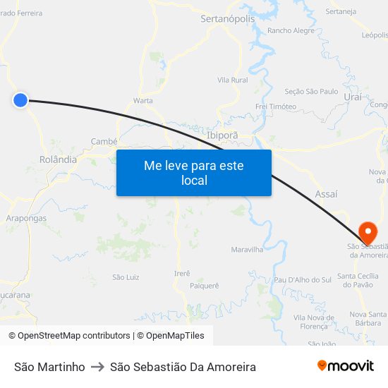 São Martinho to São Sebastião Da Amoreira map
