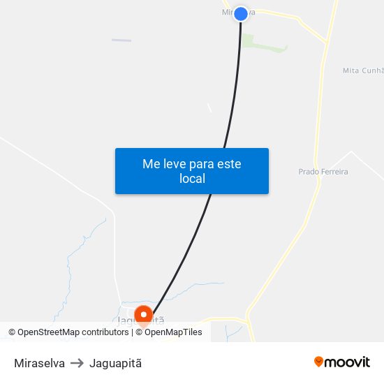 Miraselva to Jaguapitã map