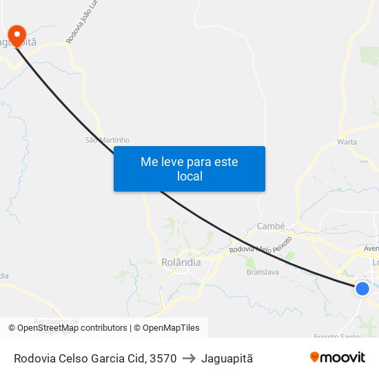 Rodovia Celso Garcia Cid, 3570 to Jaguapitã map