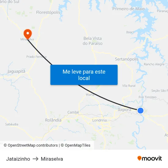 Jataizinho to Miraselva map