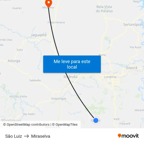 São Luiz to Miraselva map