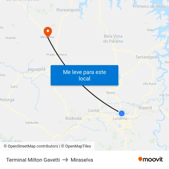 Terminal Milton Gavetti to Miraselva map