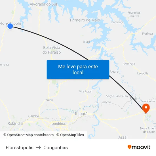 Florestópolis to Congonhas map