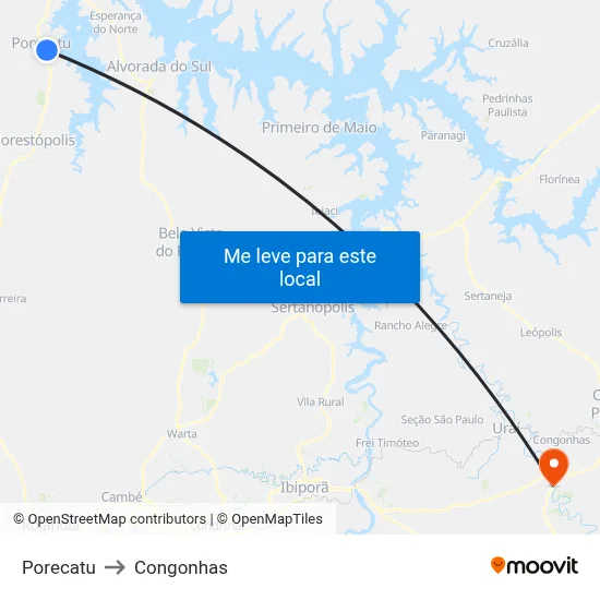 Porecatu to Congonhas map