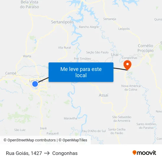 Rua Goiás, 1427 to Congonhas map