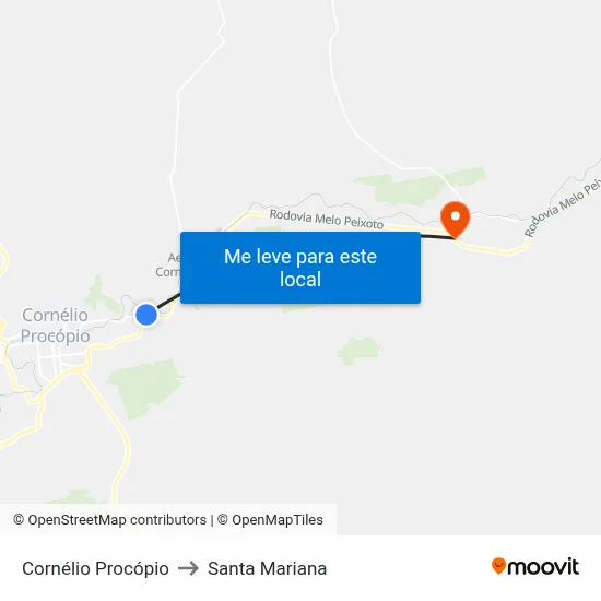 Cornélio Procópio to Santa Mariana map