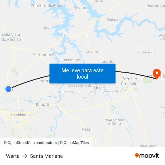 Warta to Santa Mariana map
