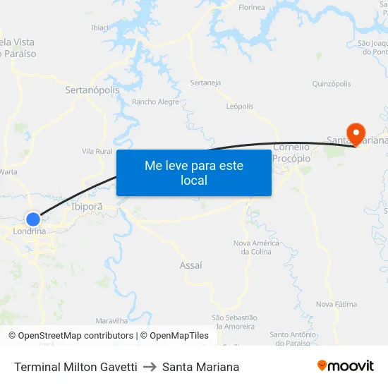 Terminal Milton Gavetti to Santa Mariana map