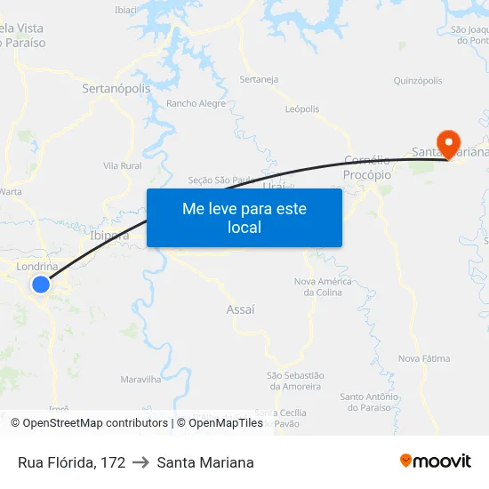 Rua Flórida, 172 to Santa Mariana map
