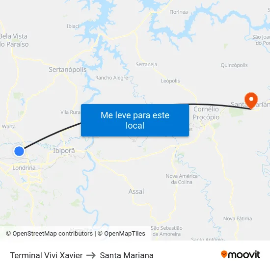 Terminal Vivi Xavier to Santa Mariana map
