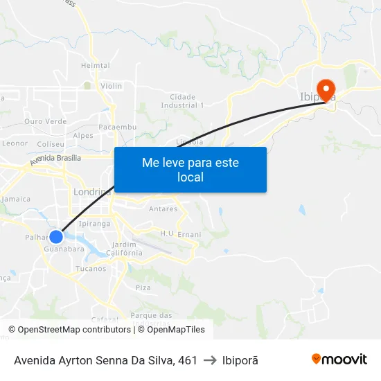 Avenida Ayrton Senna Da Silva, 461 to Ibiporã map