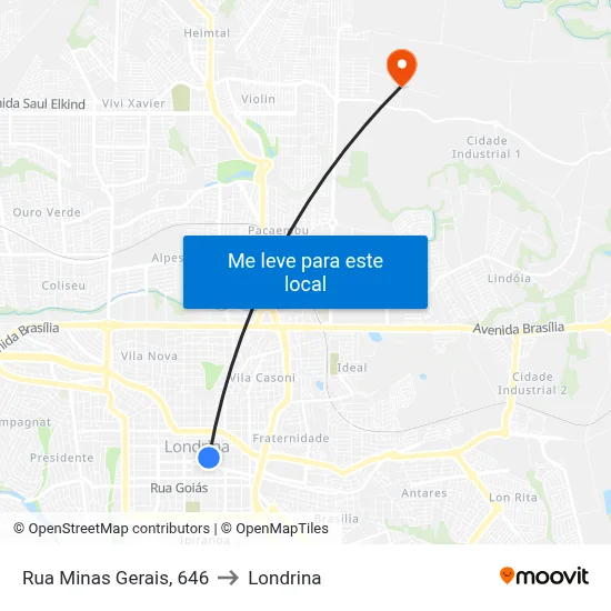 Rua Minas Gerais, 646 to Londrina map