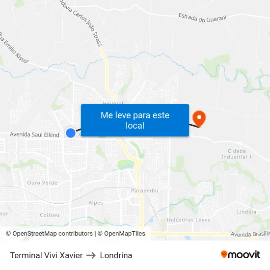 Terminal Vivi Xavier to Londrina map