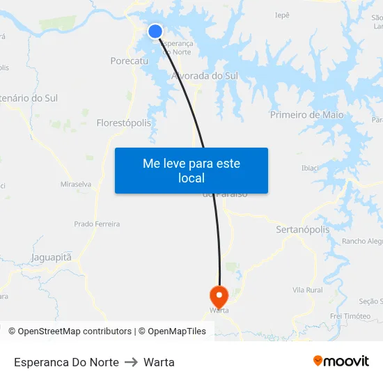 Esperanca Do Norte to Warta map