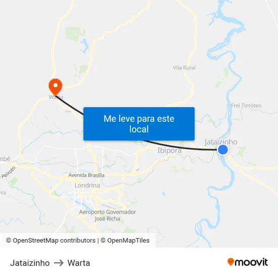 Jataizinho to Warta map