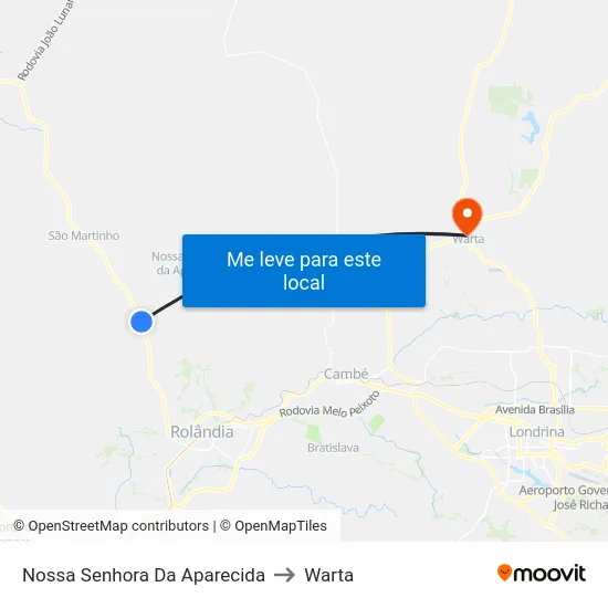 Nossa Senhora Da Aparecida to Warta map