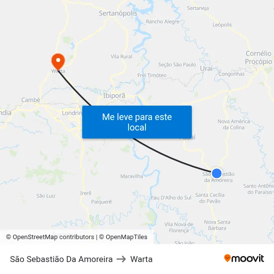 São Sebastião Da Amoreira to Warta map