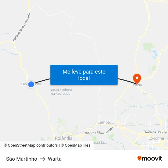 São Martinho to Warta map