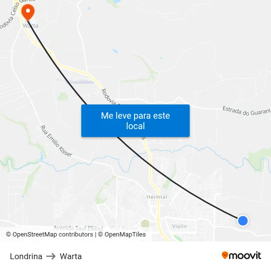 Londrina to Warta map