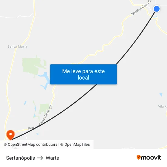 Sertanópolis to Warta map