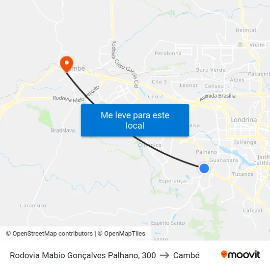 Rodovia Mabio Gonçalves Palhano, 300 to Cambé map