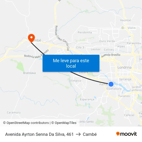 Avenida Ayrton Senna Da Silva, 461 to Cambé map