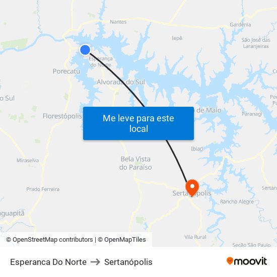 Esperanca Do Norte to Sertanópolis map