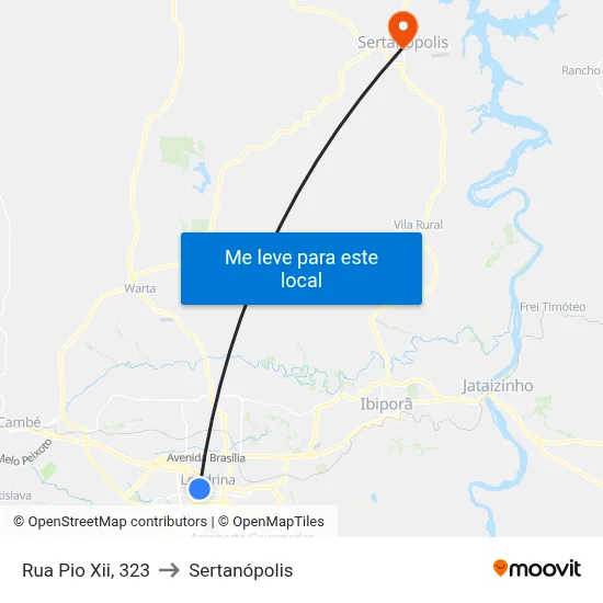 Rua Pio Xii, 323 to Sertanópolis map