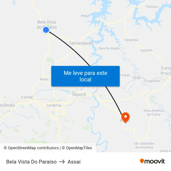 Bela Vista Do Paraíso to Assaí map